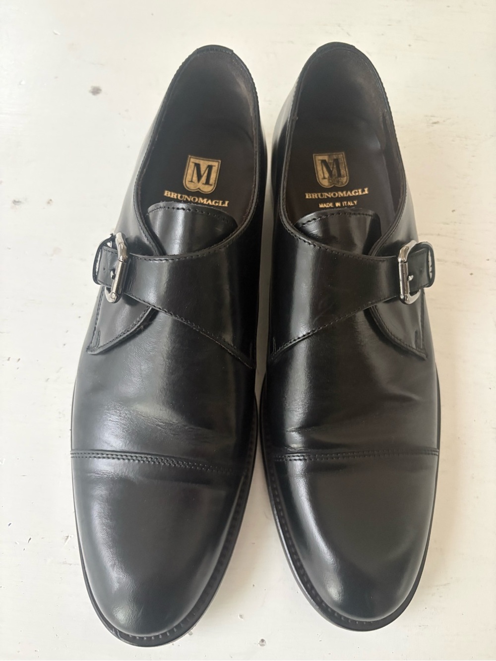 Bruno Magli Black Leather Single Monk Strap Oxfords 11.5